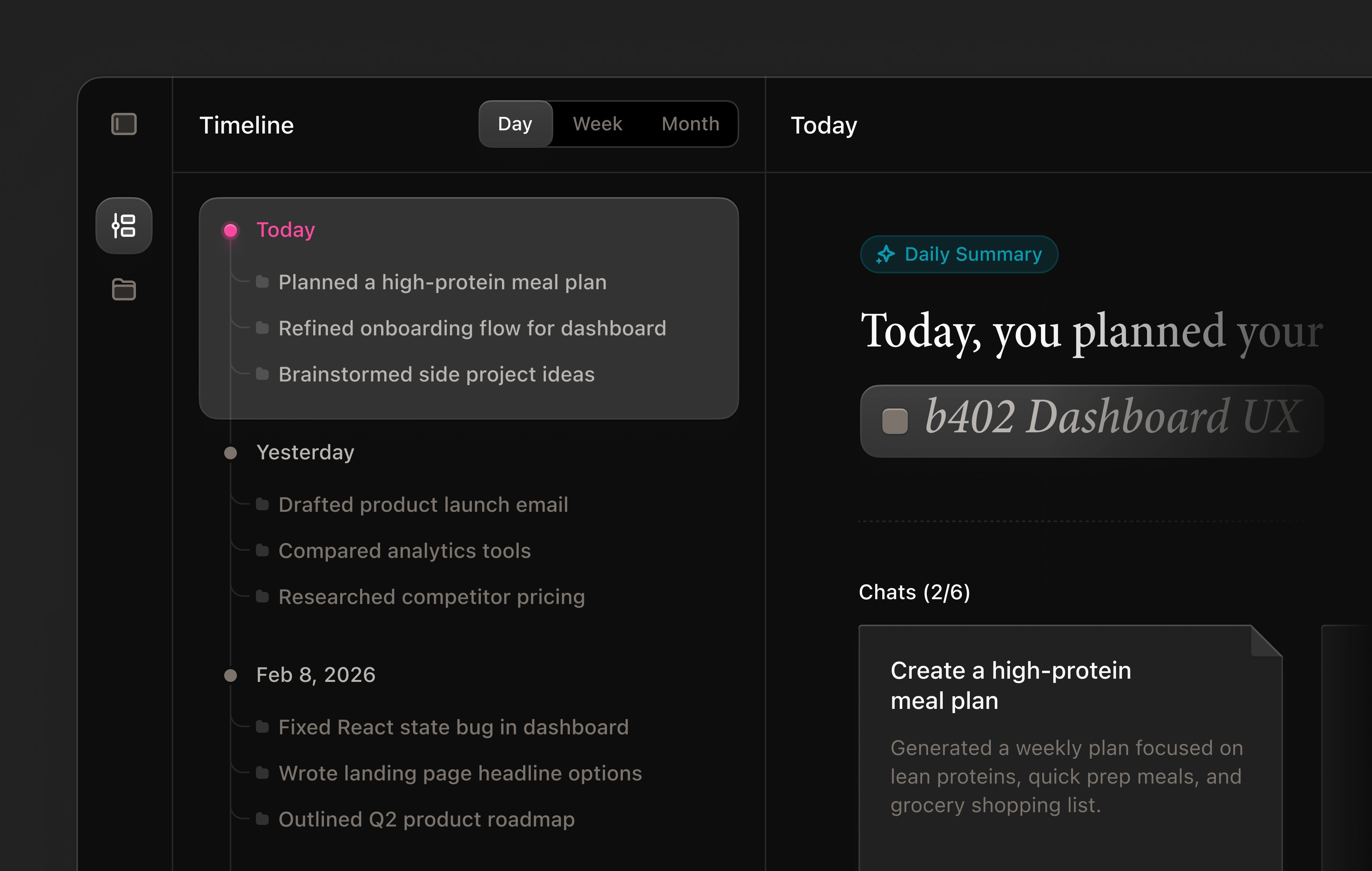 Timeline view screenshot