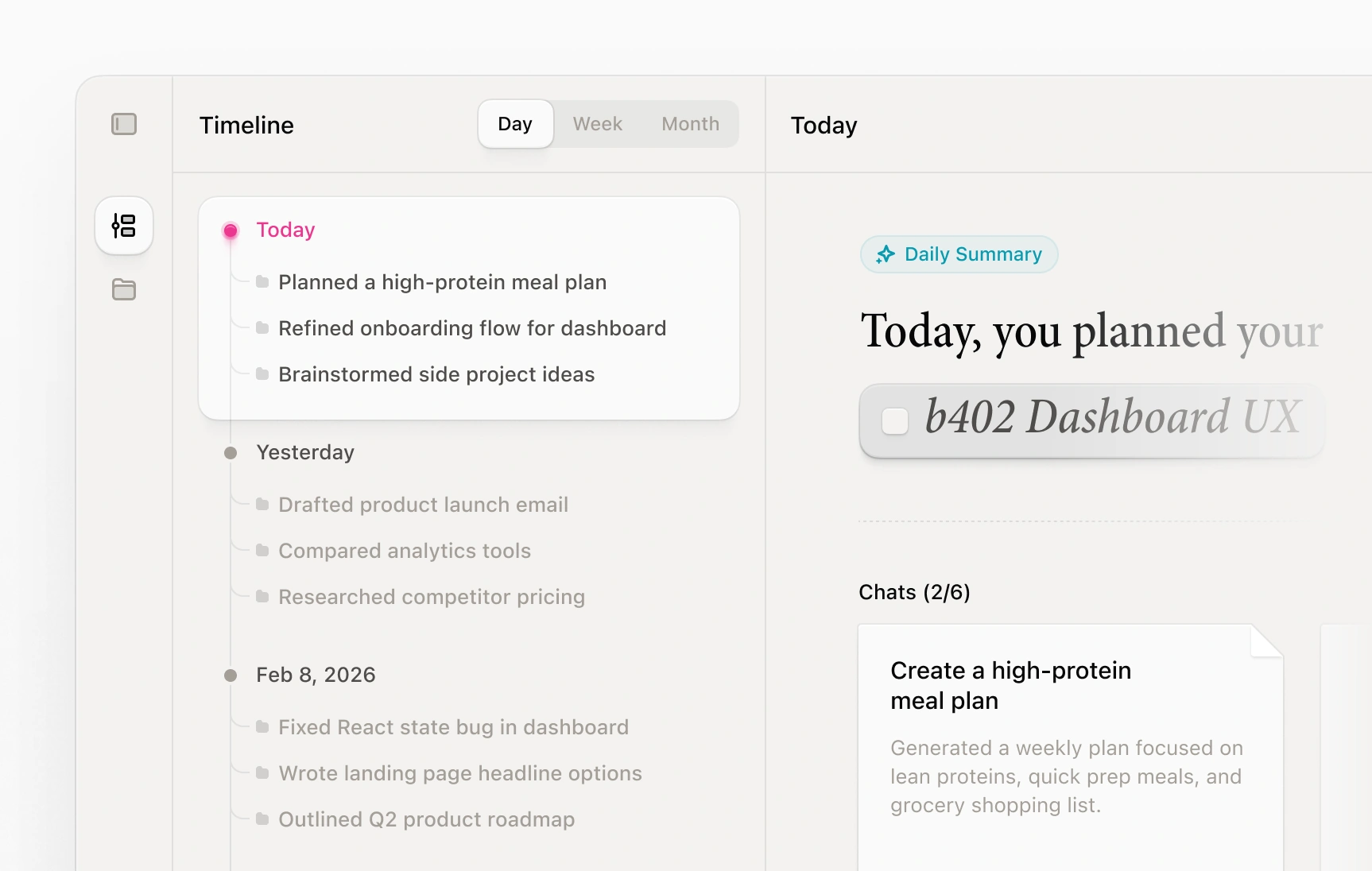 Timeline view screenshot